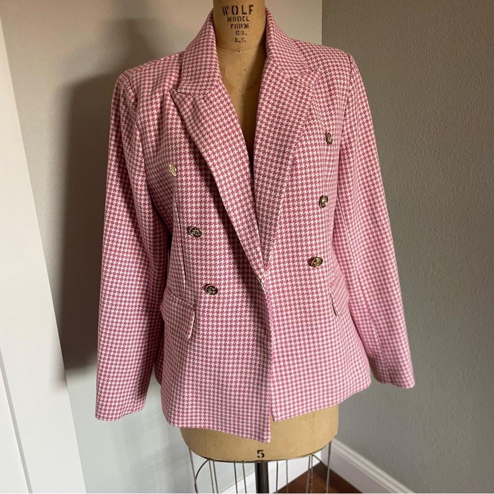 Entro- pink and white gingham blazer